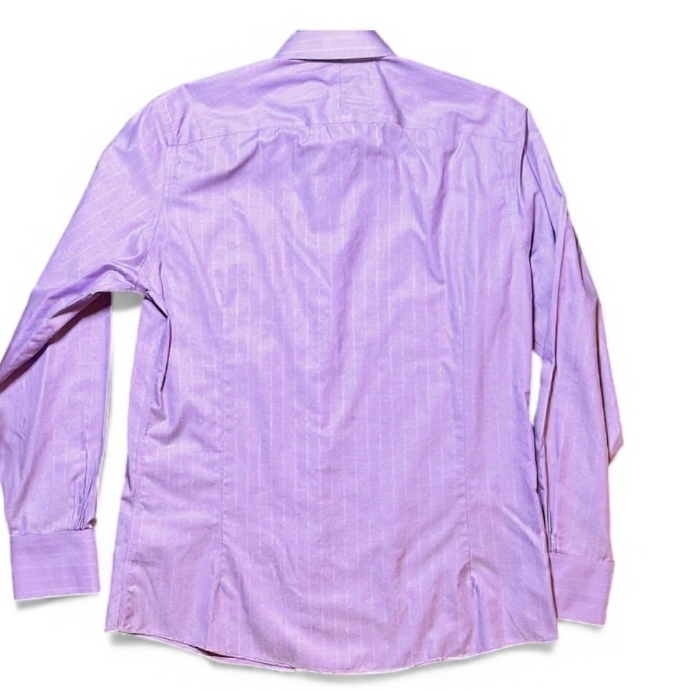 Brooks Brothers Mens Milano Luxury Shirt Purple Stripe Supima Cotton 140s 15/33 - Picture 2 of 10